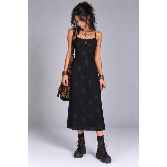 a new day Dresses & Skirts - A New Day Black Floral Slip Dress Midi Whimsigoth Goth Size XS Fairy Grunge